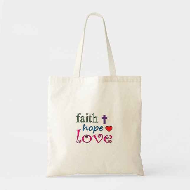 Faith Hope Love Cross Heart Tote Bag (Front)