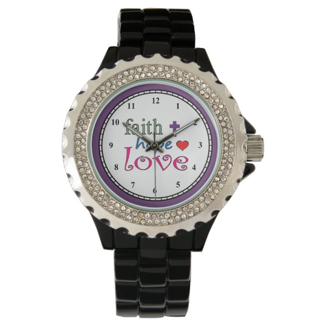 Faith Hope Love Cross Heart Watch (Front)