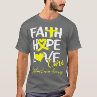 Faith Hope Love Cure Childhood Cancer Awareness T-Shirt