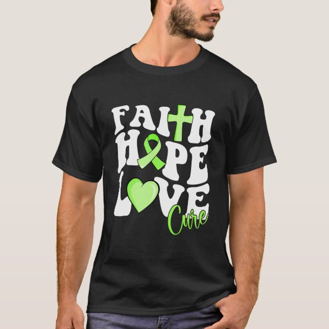 Faith Hope Love Cure Lime Green Ribbon Lymphoma Wa T-Shirt (Front)