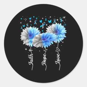 Faith Hope Love Cute Daisy Diabetes Awareness Gift Classic Round Sticker