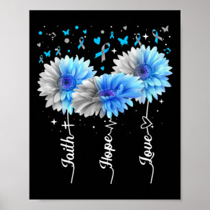 Faith Hope Love Cute Daisy Diabetes Awareness Gift Poster