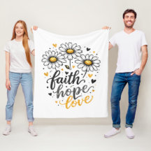 Faith, Hope, Love & Daisies Fleece Blanket