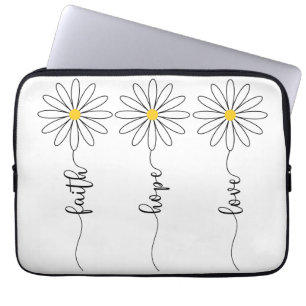 Faith Hope Love Daisies Laptop Sleeve