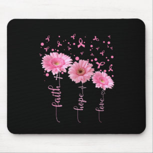 Faith Hope Love Daisy Pink Ribbon Breast Cancer Aw Mouse Mat