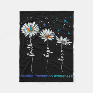 Faith Hope Love Daisy Suicide Prevention Awareness Fleece Blanket