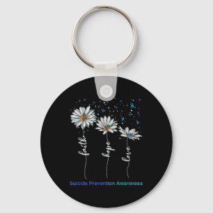 Faith Hope Love Daisy Suicide Prevention Awareness Key Ring