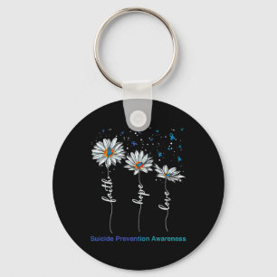 Faith Hope Love Daisy Suicide Prevention Awareness Key Ring