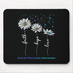 Faith Hope Love Daisy Suicide Prevention Awareness Mouse Mat