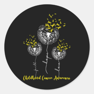 Faith Hope Love Dandelion Childhood Cancer Awarene Classic Round Sticker