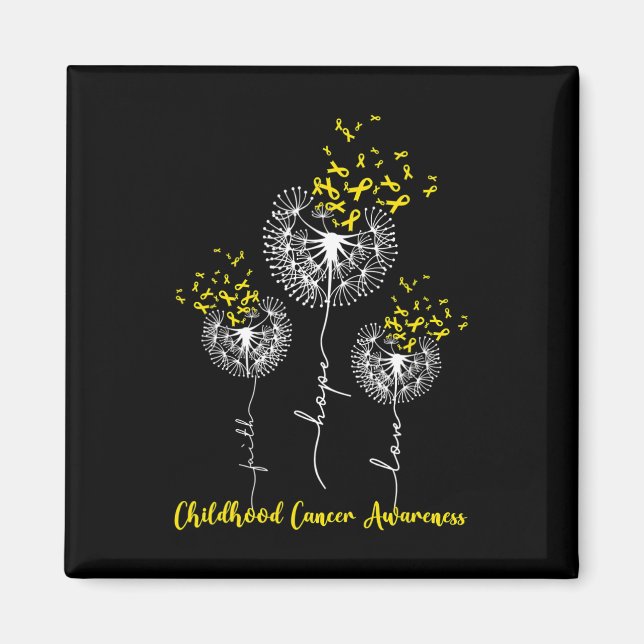 Faith Hope Love Dandelion Childhood Cancer Awarene Magnet (Front)