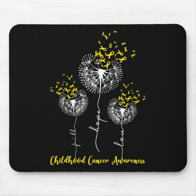 Faith Hope Love Dandelion Childhood Cancer Awarene Mouse Mat (Front)