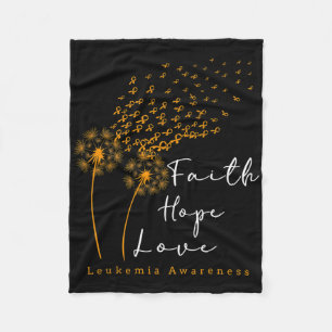 Faith Hope Love' Dandelion Orange Ribbon Leukaemia Fleece Blanket