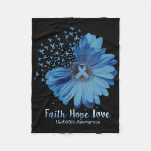 Faith Hope Love Diabetes Awareness Sunflower Fleece Blanket