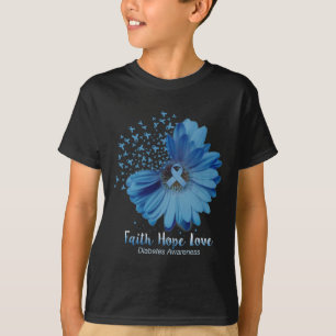 Faith Hope Love Diabetes Awareness Sunflower T-Shirt