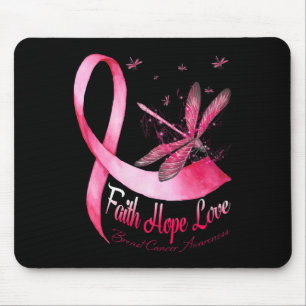Faith Hope Love Dragonfly Breast Cancer Awareness  Mouse Mat