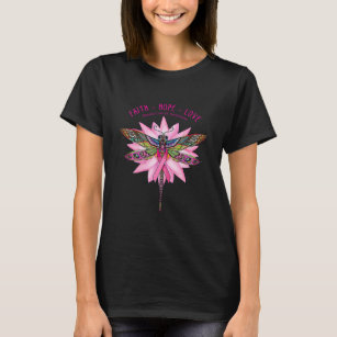Faith Hope Love Dragonfly Breast Cancer Awareness T-Shirt