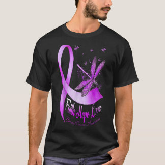 Faith Hope Love Dragonfly Pancreatic Cancer T-Shirt
