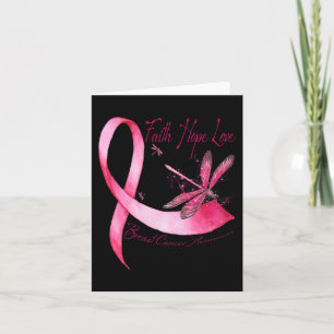 Faith Hope Love Dragonfly Pink Ribbon Breast Cance Card