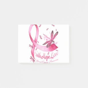 Faith Hope Love Dragonfly Pink Ribbon Breast Post-it Notes
