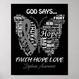 Faith Hope Love Dyslexia Awareness Gifts Poster