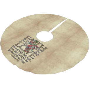 Faith Hope Love Elegant Bible Scripture Christian Brushed Polyester Tree Skirt