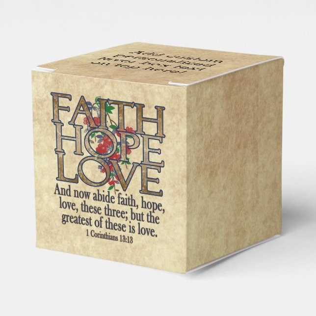 Faith Hope Love Elegant Bible Scripture Christian Favour Box (Front Side)
