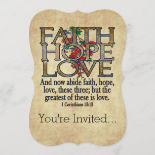 Faith Hope Love Elegant Bible Scripture Christian Invitation