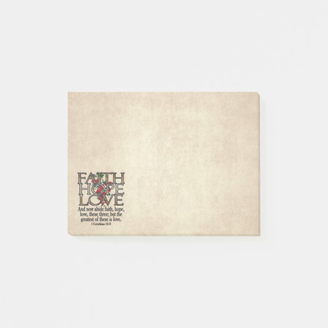 Faith Hope Love Elegant Bible Scripture Christian Post-it Notes (Front)