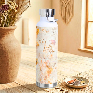 Faith Hope Love Elegant Floral Watercolor Water Bottle