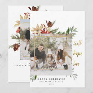 Faith Hope Love Elegant Two Picture Holiday Card