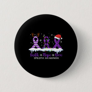 Faith Hope Love Epilepsy Awareness Christmas Ribbo 6 Cm Round Badge