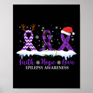 Faith Hope Love Epilepsy Awareness Christmas Ribbo Poster
