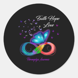 Faith Hope Love Fibromyalgia Awareness 1  Classic Round Sticker