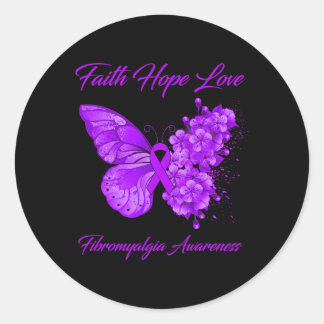 Faith Hope Love Fibromyalgia Awareness  Classic Round Sticker
