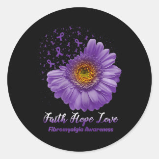 Faith Hope Love Fibromyalgia Awareness Flower Be S Classic Round Sticker