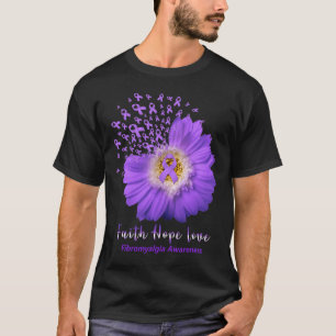 Faith Hope Love Fibromyalgia Awareness Purple Ribb T-Shirt