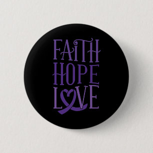 Faith Hope Love - Fibromyalgia Awareness Support P 6 Cm Round Badge