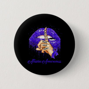 Faith Hope Love Fight Blue Ribbon Ataxia Awareness 6 Cm Round Badge