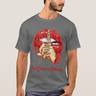 Faith Hope Love Fight Red Ribbon Blood Cancer Awar T-Shirt