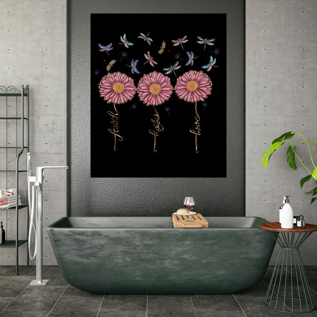 Faith Hope Love Floral Dragonflies & Dandelions Poster (Creator Uploaded)