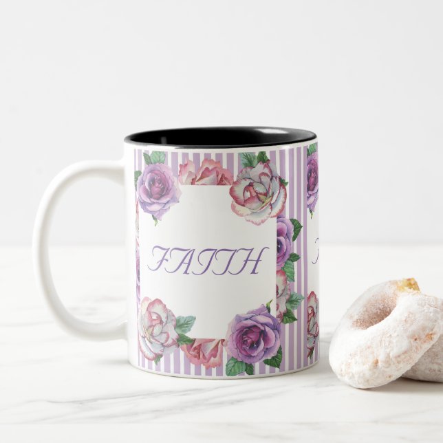 Faith Hope Love Floral Mug (With Donut)