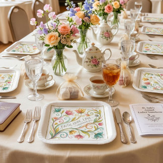 Faith Hope Love floral Paper Plate