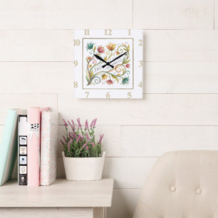 Faith Hope Love floral Square Wall Clock