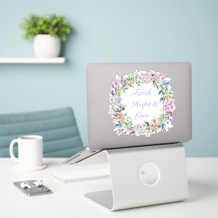 Faith Hope & Love Floral Wreath Sticker