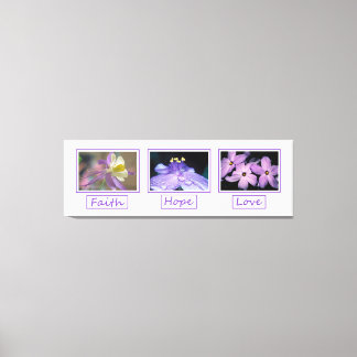 Faith Hope Love Flowers Wrapped Canvas Print