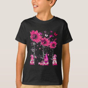 Faith Hope Love Gnome Ribbon Breast Cancer Awarene T-Shirt