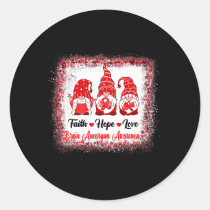 Faith Hope Love Gnomes Brain Aneurysm Awareness Le Classic Round Sticker