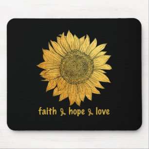 Faith Hope Love Gold Sunflower Childhood Cancer Aw Mouse Mat