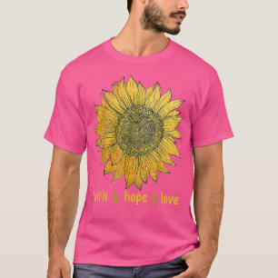 Faith Hope Love Gold Sunflower Childhood Cancer Aw T-Shirt